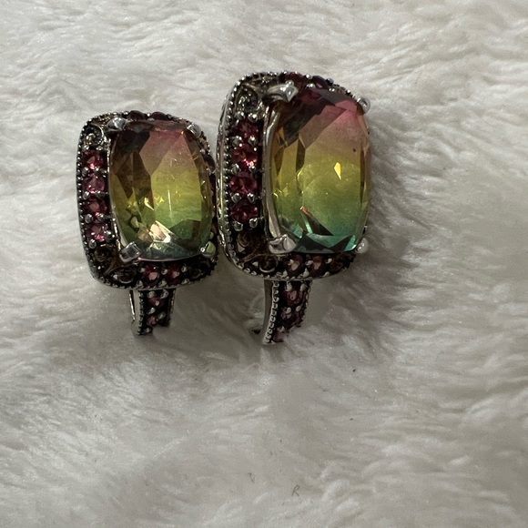 STS Jewelry - Pink and Silver Turmaline Gemstone Earrings